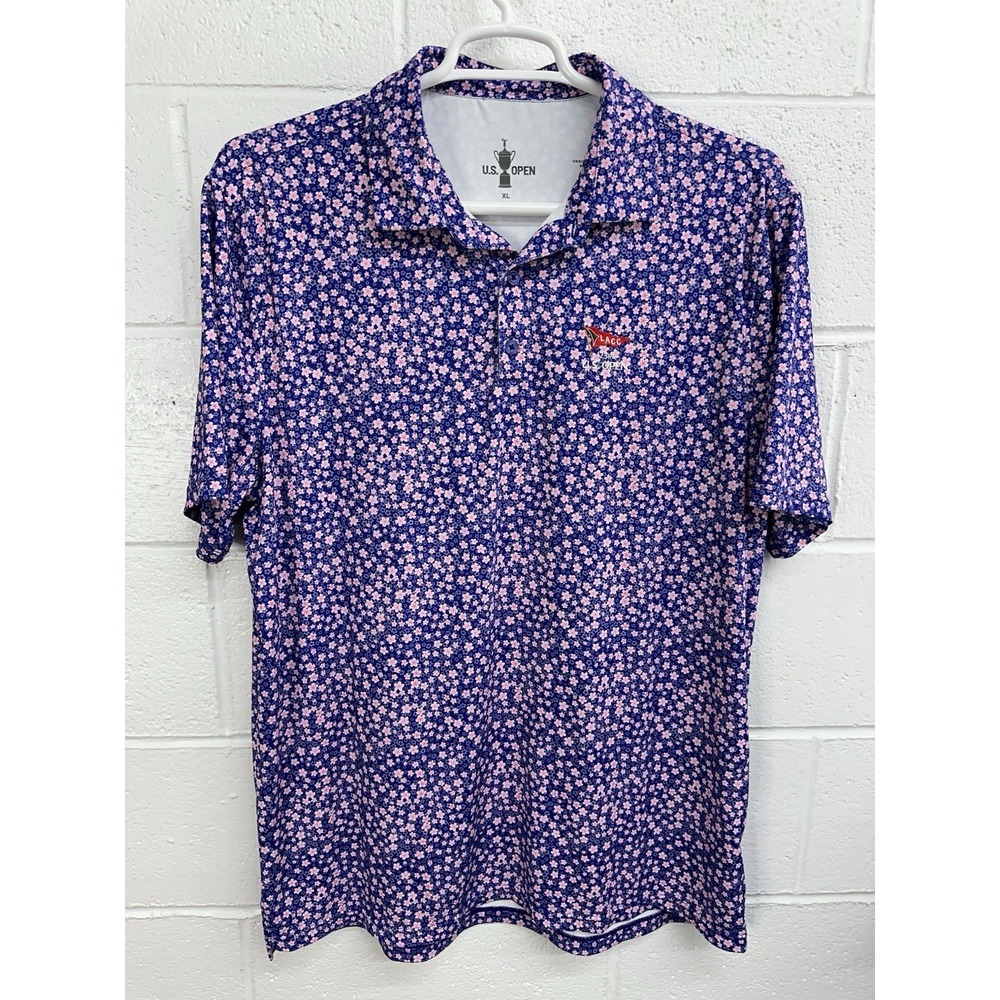 US Open Golf Polo Shirt Size XL Floral Print LACC 123rd‎ Golf Tournament